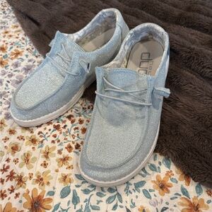 Hey Dude Wendy Sparkling Sky Blue Loafers